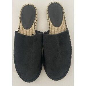 GAP Black Flats Size 8 Slide On Slip On espadrille Calf Hair
